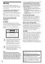 Preview for 2 page of Sony ICF-DVD57TV - Dvd Tv Clock Radio Operating Instructions Manual