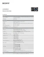 Sony ILCE-6000 Specifications preview