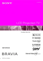 Предварительный просмотр 1 страницы Sony KDF-37H1000 - 37" Bravia 3lcd Microdisplay Projection Hdtv Operating Instructions Manual