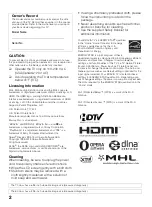 Preview for 2 page of Sony KDL-50R550A Operating Instructions Manual