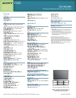 Предварительный просмотр 2 страницы Sony KDS-50A2000 - 50" Rear Projection TV Specifications