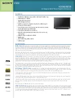 Sony KDS60A2020 - 60" Rear Projection TV Specifications preview