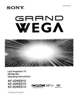 Предварительный просмотр 1 страницы Sony KF-50WE610 - 50" Grand Wega™ Rear Projection Tv Operating Instructions Manual