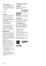 Предварительный просмотр 2 страницы Sony KLV-40ZX1M  (RM-VL610A Remote Commander®) Operating Instructions Manual