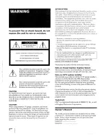 Предварительный просмотр 2 страницы Sony KP-53XBR45 - 53" Projection Tv Operating Instructions Manual