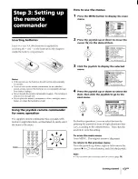 Предварительный просмотр 13 страницы Sony KP-53XBR45 - 53" Projection Tv Operating Instructions Manual