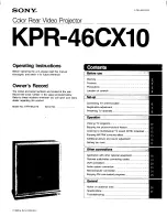 Предварительный просмотр 1 страницы Sony KPR-46CX10 Operating Instructions Manual