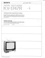 Предварительный просмотр 1 страницы Sony KV-1747R Operating Instructions Manual