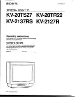 Предварительный просмотр 1 страницы Sony KV-20TR22 Operating Instructions Manual