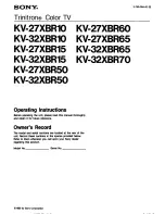 Sony KV-27XBR10 - 27" Microblack Monitor Operating Instructions Manual preview