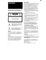 Предварительный просмотр 2 страницы Sony KV-32XBR100 - 32" Trinitron Xbr2 Color Television Operating Instructions Manual