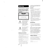 Предварительный просмотр 2 страницы Sony KV-9PT50 - 9" Trinitron Color Tv Operating Instructions Manual