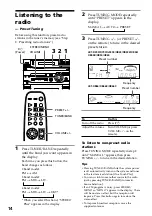 Preview for 14 page of Sony LBT-D390 - Compact Hi-fi Stereo System Operating Instructions Manual