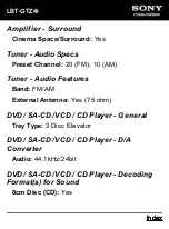 Предварительный просмотр 8 страницы Sony LBT-GTZ4i - CD Changer Mini Shelf System Specifications