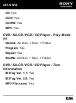 Preview for 9 page of Sony LBT-GTZ4i - CD Changer Mini Shelf System Specifications