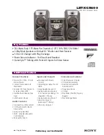 Sony LBT-XGR600 - Compact Hi-fi Stereo System Specifications preview