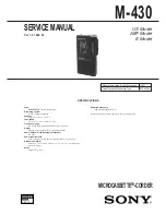 Предварительный просмотр 1 страницы Sony M-430 - Microcassette Recorder Service Manual