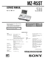 Sony MD Walkman MZ-R5ST Service Manual preview