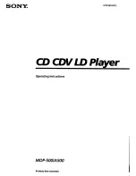 Preview for 1 page of Sony MDP-500 - Cd Cdv Ld Player Operating Instructions Manual