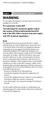 Preview for 2 page of Sony MDR-1RNC User Manual