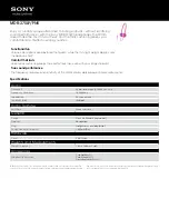 Sony MDR-370LP/PNK Specifications предпросмотр