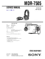 Предварительный просмотр 1 страницы Sony MDR-7505 Service Manual