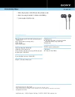 Sony MDR-EX56LP Specifications preview