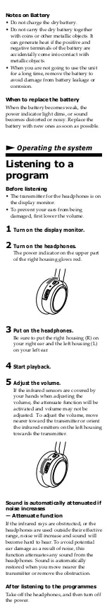 Preview for 3 page of Sony MDR-IF0140 User Manual