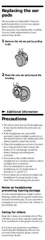 Preview for 4 page of Sony MDR-IF0140 User Manual