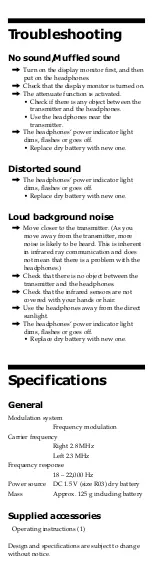 Preview for 5 page of Sony MDR-IF0140 User Manual