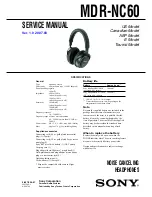 Sony MDR NC60 - Headphones - Binaural Service Manual preview