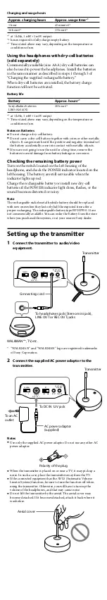 Preview for 6 page of Sony MDR-RF810RK User Manual