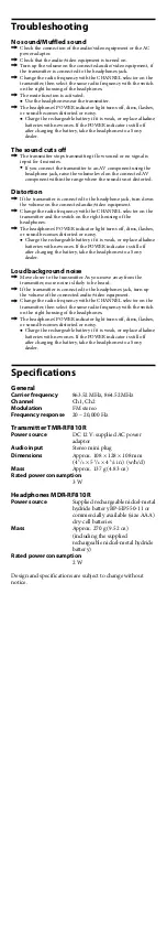 Preview for 9 page of Sony MDR-RF810RK User Manual