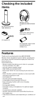 Preview for 2 page of Sony MDR-RF995RK User Manual