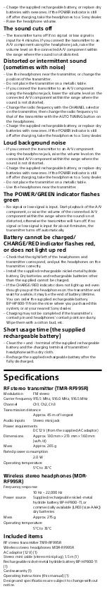 Preview for 8 page of Sony MDR-RF995RK User Manual