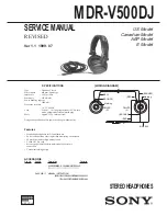 Предварительный просмотр 1 страницы Sony MDR V500DJ Service Manual