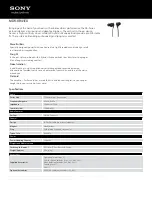 Sony MDR-XB41EX Specifications preview