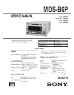 Предварительный просмотр 1 страницы Sony MDS-B6P Service Manual