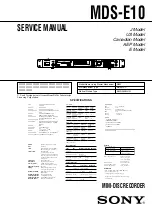 Preview for 1 page of Sony MDS-E10 Service Manual