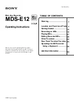 Sony MDS-E12 Operating Instructions Manual preview
