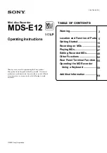 Preview for 1 page of Sony MDS-E12 Operating Instructions Manual