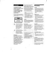 Preview for 2 page of Sony MDS-JE500 - Mini Disc Player Operating Instructions Manual