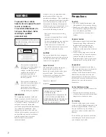 Предварительный просмотр 2 страницы Sony MDS-S37 - Mini Disc Player Operating Instructions Manual