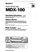 Предварительный просмотр 1 страницы Sony MDX-100 Operating Instructions Manual