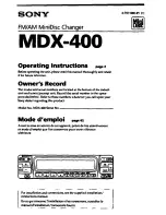 Sony MDX-400 Operating Instructions Manual предпросмотр