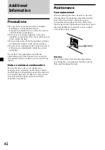 Предварительный просмотр 42 страницы Sony MDX-C8970R Operating Instructions Manual