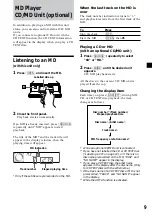 Preview for 9 page of Sony MDX-CA580 Operating Instructions Manual