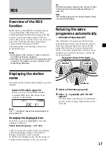 Preview for 17 page of Sony MDX-CA580 Operating Instructions Manual