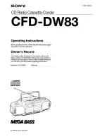 Sony MEGA BASS CFD-DW83 Operating Instructions Manual preview