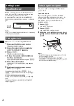 Предварительный просмотр 4 страницы Sony MEX 1GP - Giga Panel Radio Operating Instructions Manual